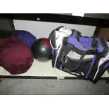 A quantity of 10 pin bowling gear including balls