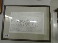 A framed and glazed horse related print