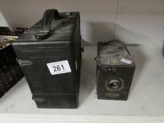 A vintage Ensign camera and an Ensign 'Klito'