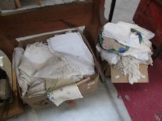 2 boxes of vintage household linens