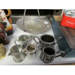 A mixed lot of silver plate including fruit dish, jugs,