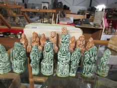 A set of ceramic chess pieces