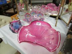 3 art glass bowls