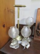 3 table lamps and a loo roll holder