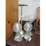 3 table lamps and a loo roll holder