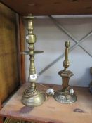 2 brass table lamps