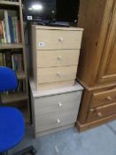 A 3 drawer bedside and a 2 drawer chest
