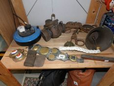 A mixed lot of metal tools etc and an a/f car lamp.
