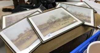 5 framed and glazed horse racing prints.