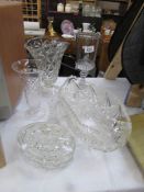 6 pieces of glass including vases, fruit bowl etc.