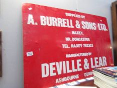 An enamel sign.