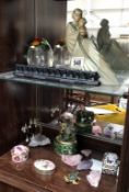 A mixed lot including figure, trinket boxes etc.