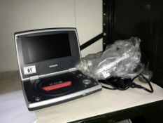 A Hitachi portable DVD player.