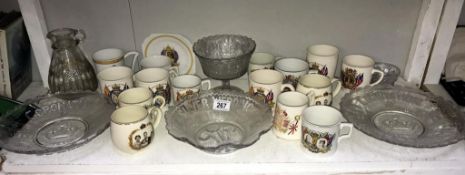 A collection of pre 1953 commemorative china and glass.