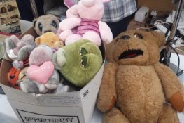 An original Nookie Bear toy and box of soft toys including Disney