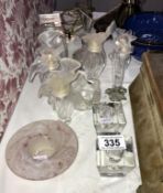 A mixed lot of glass ware including perfume bottles.