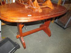 An oval mahogany table.