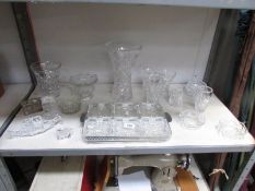 A shelf of glass ware.