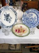 A mixed lot of china and glass including Royal Stanley Jacobean, repaired oriental vase,