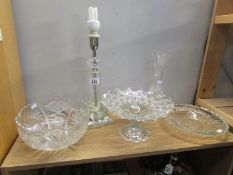 5 items of glass ware including comport, lamp etc.