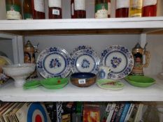 A mixed lot of Beswick, Carlton ware, Minton, Royal Doulton plates, bowl, German beer steins etc.