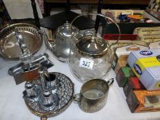 A mixed lot of silver -plate including fine quality teapot