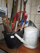 A quantity of garden tools.