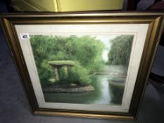 A modern framed and glazed painting signed Richard Riley 1986.