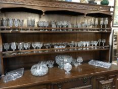 A large quantity of assorted glass ware (all on dresser)