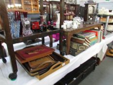 A wooden tea trolley and a coffee table.