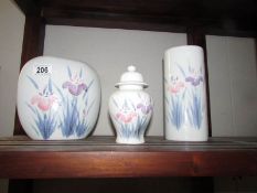 2 vases and a ginger jar.