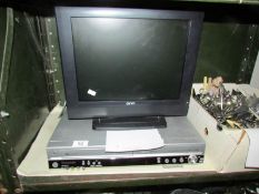 A television and a DVD player.