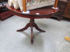 A circular dining table,.