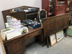 A good quality oak dressing table & matching headboard