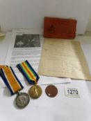 First World War British war and victory medals awarded to 6010 Pte G, Bowes,