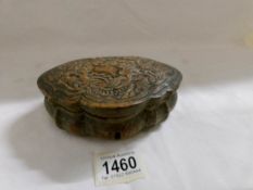 An early 19th century carved wood box, a/f.