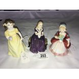 3 small Royal Doulton figurines, Affection, Valerie and Flowers for You.