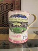 An early 19th century Sunderland lustre tankard depicting Sunderland Bridge with verse on back and