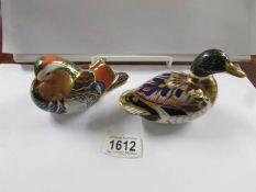 2 Royal Crown Derby duck paperweights.