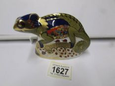 A Royal Crown Derby paperweight, Chameleon.