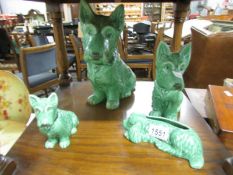 3 Sylvac dogs and a Sylvac dog posy vase.
