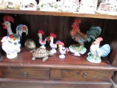 A mixed lot of animal figures etc including chickens.