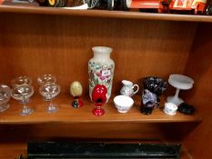 A mixed lot of china and glass including Royal Doulton egg on stand.