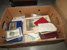 A large box of WW1 and WW2 assorted ephemera including ID cards, autograph books, coupons,