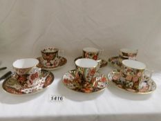 6 Royal Crown Derby cups and saucers with provenance.