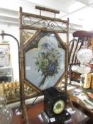 A bamboo fire screen, glass a/f.