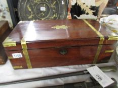 A brass bound mahogany writing box, a/f.