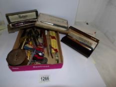 A mixed lot of pens, pencils, sewing items etc., Including boxed Parker pens.