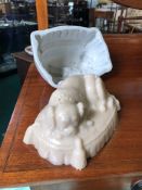 An unusual Victorian white ceramic jelly / blancmange mould formed as a King Charles Spaniel dog