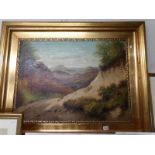 A large gilt framed oil on canvas rural scene signed V Leclozze, 1919.